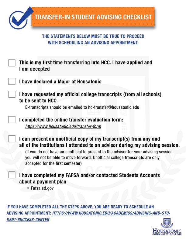 Transfer Student Checklist Click Here To Download PDF with Instructions