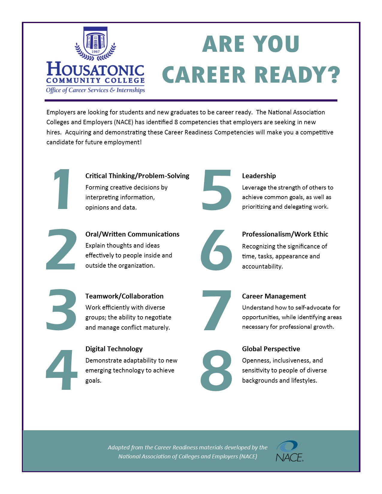 career services job readiness checklist